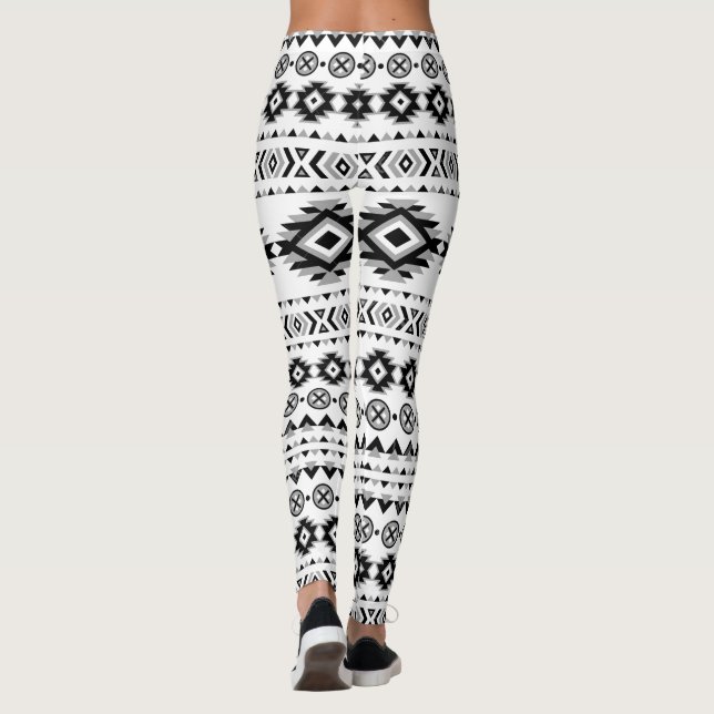 Aztekisches Muster Schwarzweiss Leggings (Rückseite)