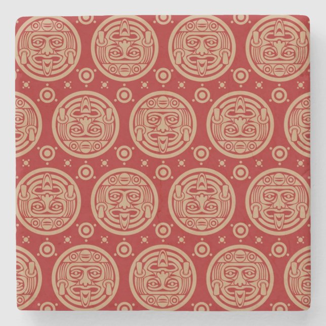 Aztekisches Muster Steinuntersetzer (Vorderseite)