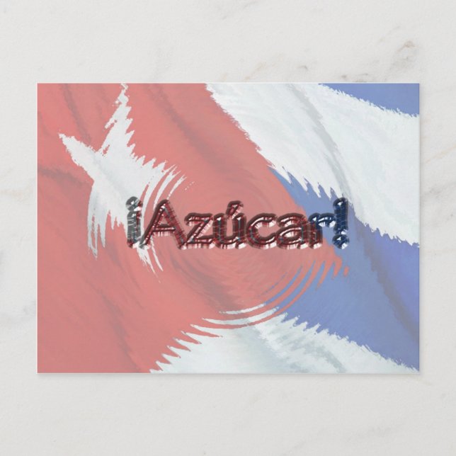 Azucar! auf kubanischer Flagge Postkarte (Vorderseite)