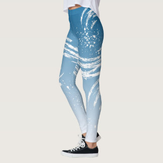 Azul Degradado Efecto Pincelada Brush y Vetas  Leggings