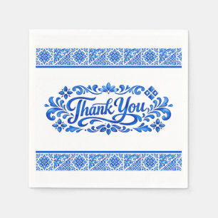 Azul & Limone Romance Azul Kachel Danke Hochzeit  Serviette