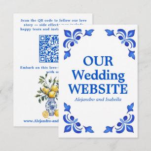 💙🍋 Azul & Limone Romance QR-Hochzeitswebsite  Begleitkarte