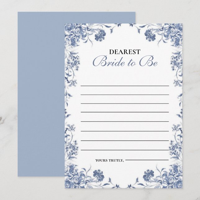  azul presupuesto Bridgerton Bridal Shower Game Einladung (Vorne/Hinten)