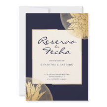 Azul y oro moderna Reserva la fecha