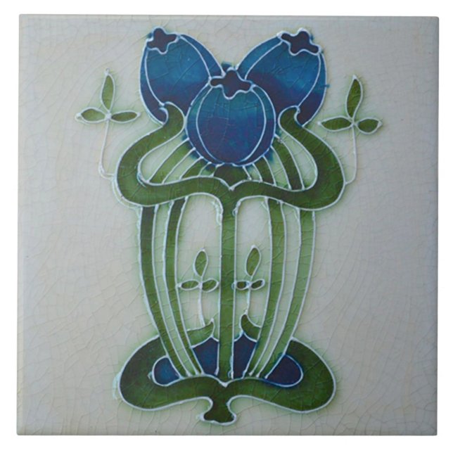 Azulejo Art Nouveau Ceramic Fireplace Wall Tile Fliese (Vorderseite)