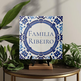 Azulejo Blau Benutzerdefiniertes Haus Namensschild Fliese