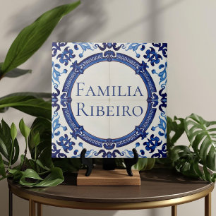 Azulejo Blau Benutzerdefiniertes Haus Namensschild Fliese