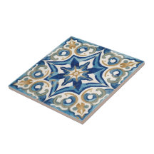 Azulejo Blau- und Beige-Mosaik Vintage-Massenware