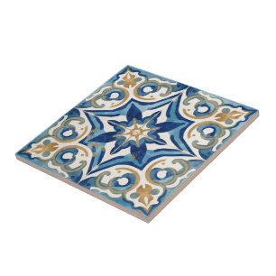 Azulejo Blau- und Beige-Mosaik Vintage-Massenware Fliese