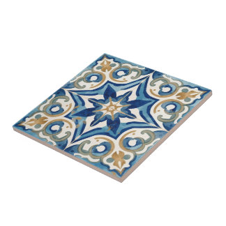 Azulejo Blau- und Beige-Mosaik Vintage-Massenware Fliese