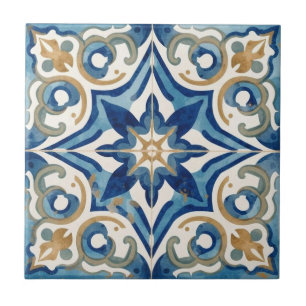 Azulejo blau und beiges Mosaik Vintage-Massenware Fliese