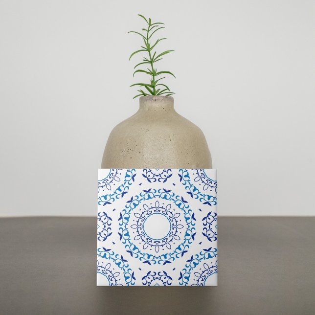 Azulejo (Blau und Weiß des Mittelmeers) Fliese (Von Creator hochgeladen)