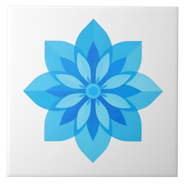 Azulejo Blau und Weiß Moderne Blume Fliese (Vorderseite)
