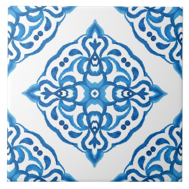 Azulejo Blue Damask Fliese (Vorderseite)