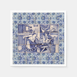 Azulejo Blue Tile Cocktail Napkins Serviette