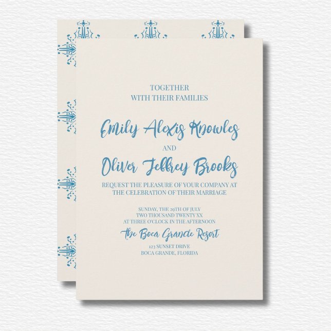 Azulejo Blue Wedding Einladung (Von Creator hochgeladen)