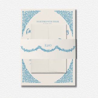 Azulejo Blue Wedding Einladungsbanderole