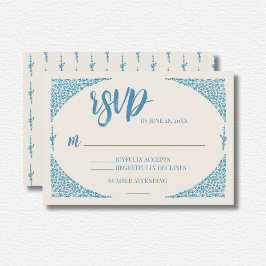 Azulejo Blue Wedding RSVP Karte