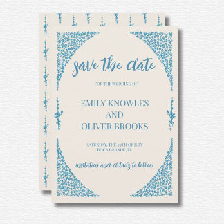 Azulejo Blue Wedding Save The Date