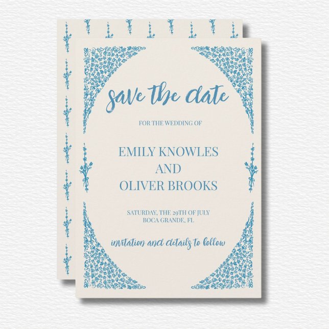 Azulejo Blue Wedding Save The Date (Von Creator hochgeladen)