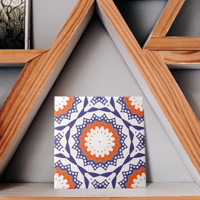 Azulejo Blue White und Orange Mosaik Fliese (Von Creator hochgeladen)