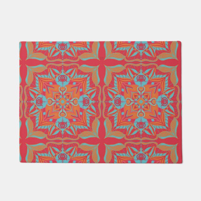 Azulejo Coral Floral   Fußmatte (Vorderseite)
