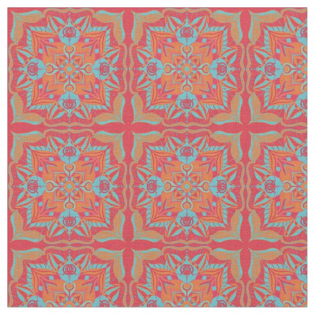 Azulejo Coral Floral Stoff (Nahaufnahme)