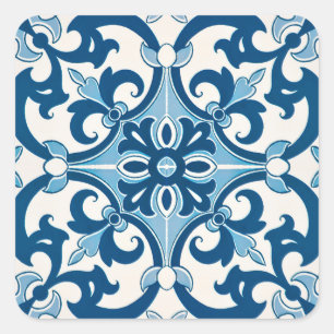 Azulejo Fleur-De-Lis Style-Muster Quadratischer Aufkleber