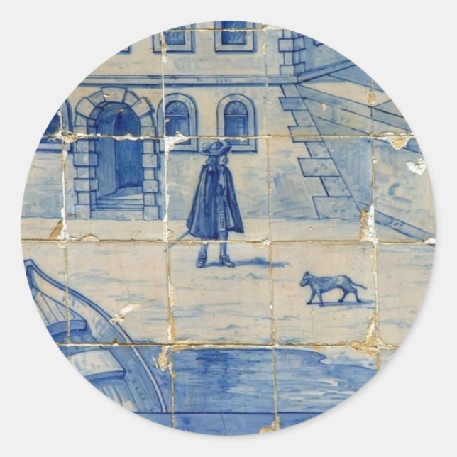 Azulejo-Fliese Runder Aufkleber (Vorderseite)
