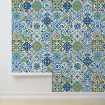 Azulejo-Fliesen in Blau und Gelb