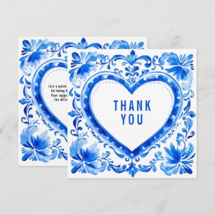 💙Azulejo-Herz-Dankeschön-Kachel Dankeskarte