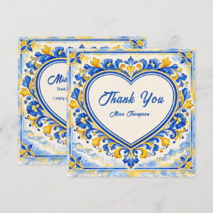 💙 Azulejo-Herz-Dankeschön-Kachel Dankeskarte