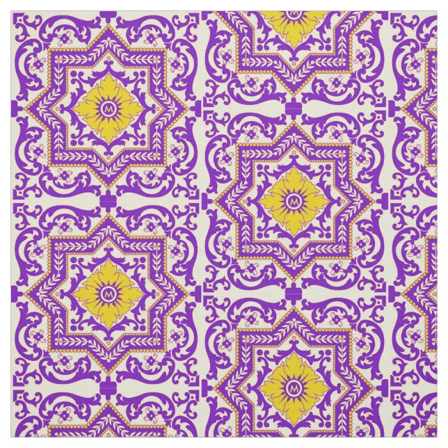 Azulejo Keramik Vintag Style Ornament Monogram Stoff (Muster)