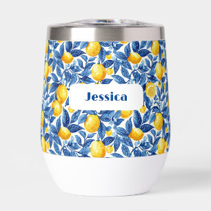 Azulejo Lemons Blue Blätter