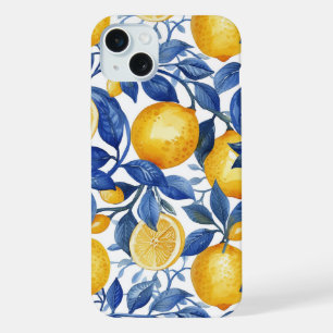 Azulejo Lemons Blue Blätter iPhone 15 Plus Hülle