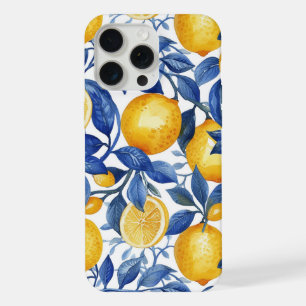 Azulejo Lemons Blue Blätter iPhone 15 Pro Max Hülle