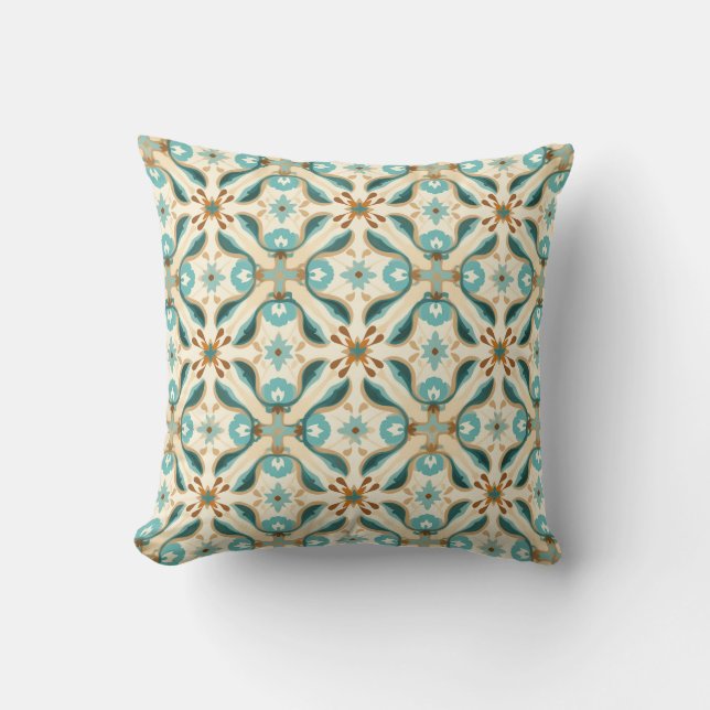 Azulejo Minty Mocha Mosaic Kissen (Vorderseite)