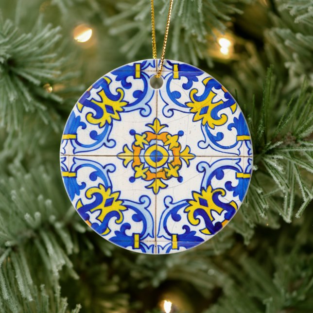 Azulejo Panel Tiles Family Christmas Keramik Ornament (Baum)