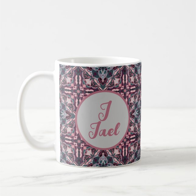 Azulejo Pink Spanisch Personalisiert Kaffeetasse (Links)