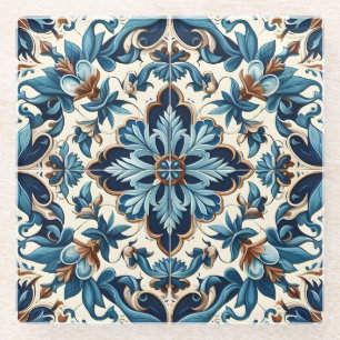 Azulejo Porcelain Blaues Fliesenmuster Glasuntersetzer