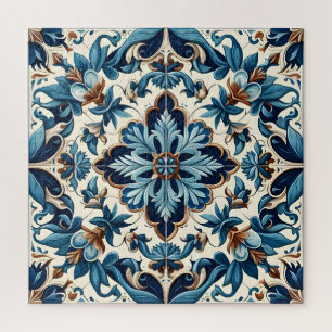 Azulejo Porcelain Blaues Fliesenmuster Puzzle