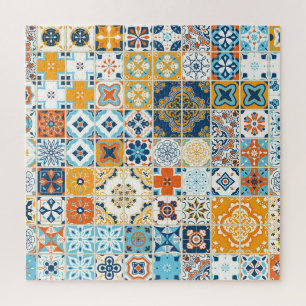 Azulejo Portugiesische Fliesen: Mehrfarbige Vintag Puzzle