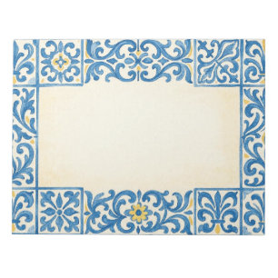 Azulejo Portugiesisches Wasserfarben-Design für Sc Notizblock
