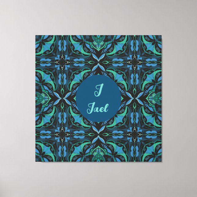 Azulejo Schwarzes Spanisch Personalisiert Leinwanddruck (Vorderseite)