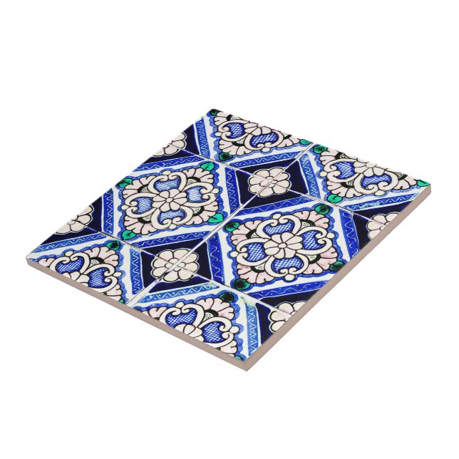 Azulejo-Spanische Musterfliesen Marineblau Weiß Fliese (Seite)