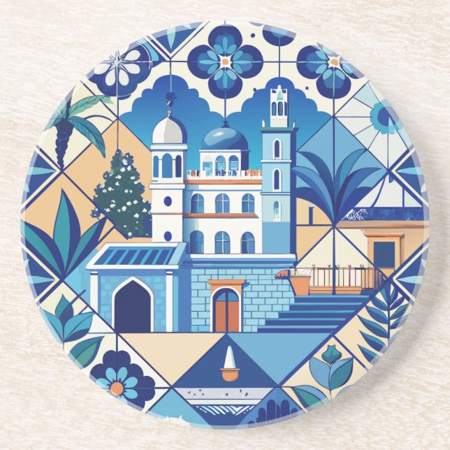 Azulejo Tiles Pattern Getränkeuntersetzer (Vorne)