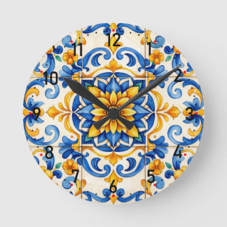 Azulejo Time Shouter Clock Runde Wanduhr