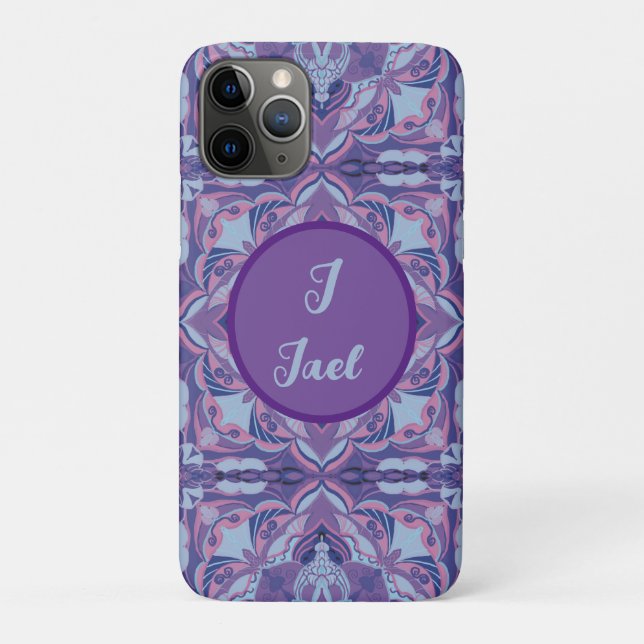 Azulejo Violet Wasserfarbe Personalisiert Spanisch Case-Mate iPhone Hülle (Rückseite)