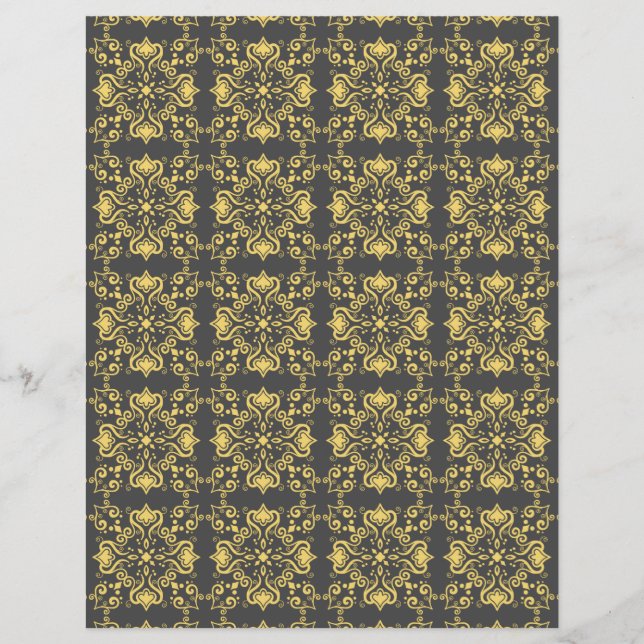 Azulejo Yellow Gray Muster A01b Scrapbook Paper (Vorderseite)