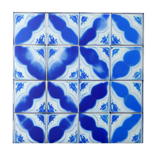 Azulejos blaue geometrische Kunstfliesen Fliese
